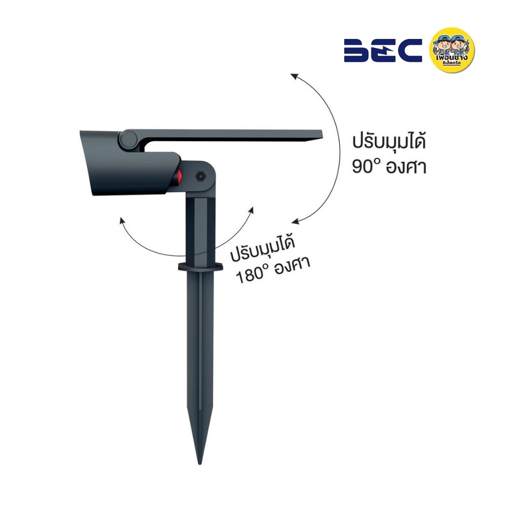 BEC โคมไฟปักดิน LED Solar รุ่น OWL-1-BK 15w แสงวอร์ม สำหรับติดพื้น ไฟสนาม ปักหญ้า โคมปักดิน กันน้ำกันฝุ่น IP65