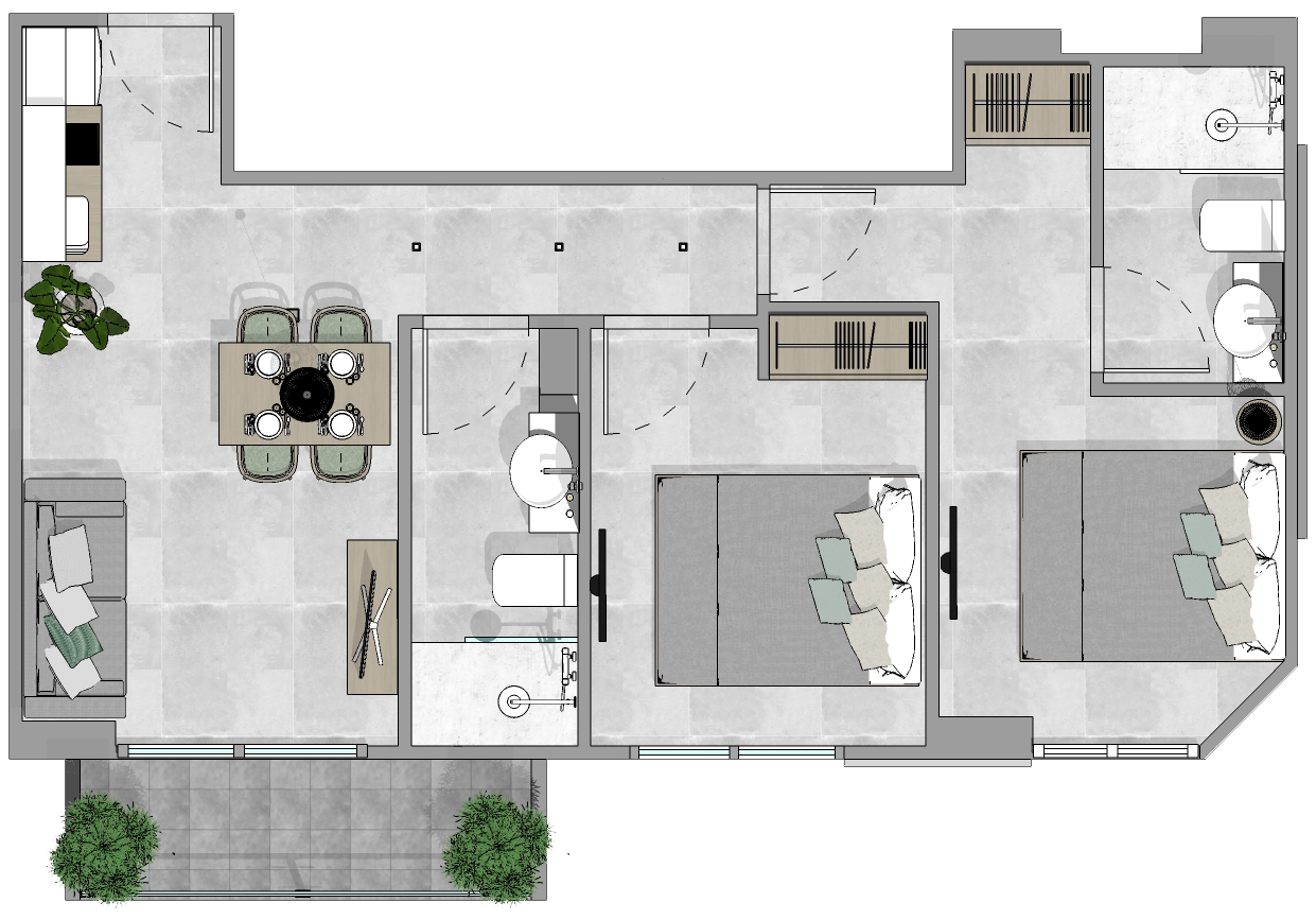 For Rent : Condo in Chalong area III, 2 Bedroom 2 Bathroom, 5th flr.