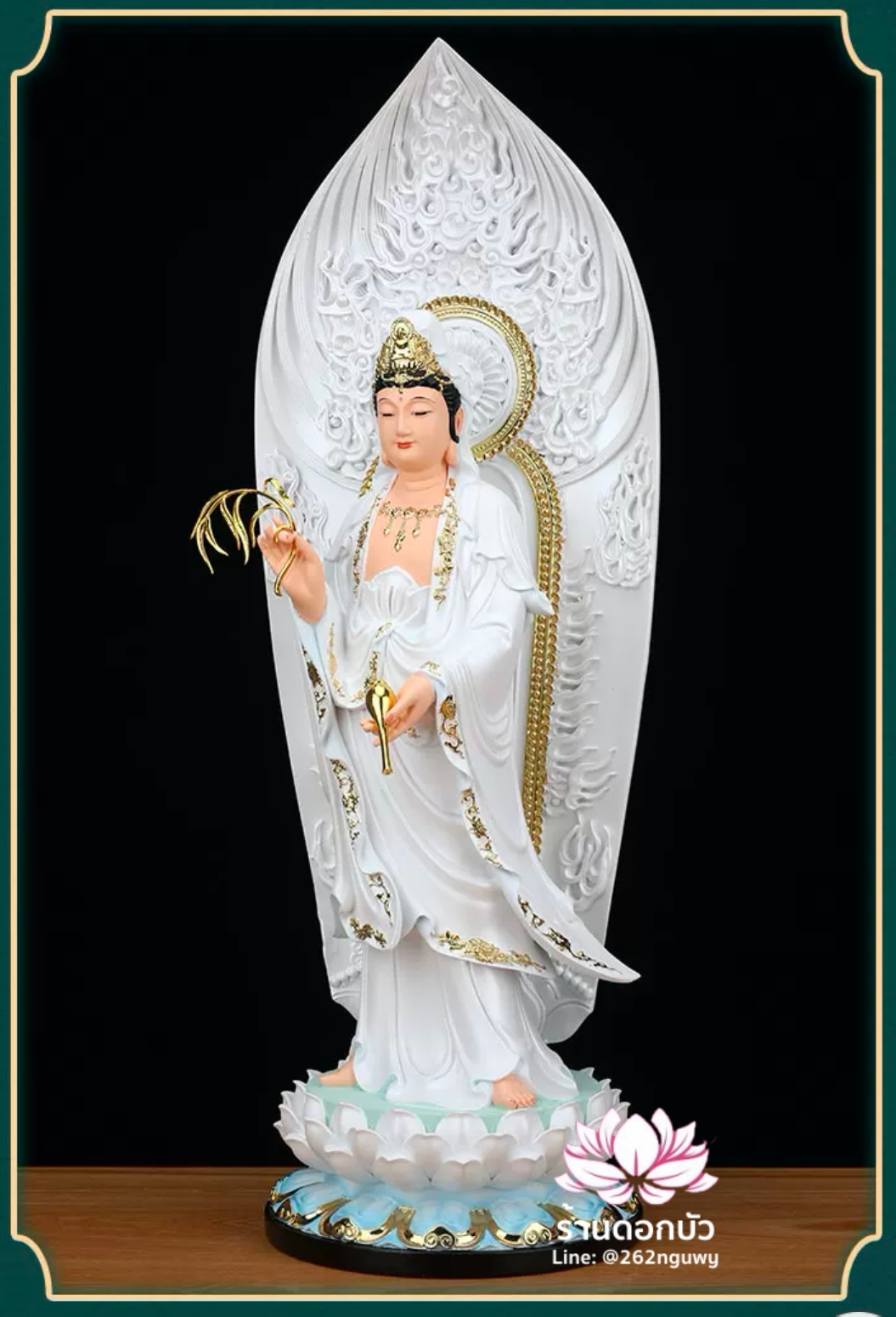 พระพุทธเจ้า (พระยูไล) พระโพธิสัตว์กวนอิม (กวนอิมผ่อสัก) พระมหาสถามปราปต์โพธิสัตว์ (ไต่ซีจี่ผ่อสัก) ปางยืนบนดอกบัว ขนาด 16/19/26/36 นิ้ว