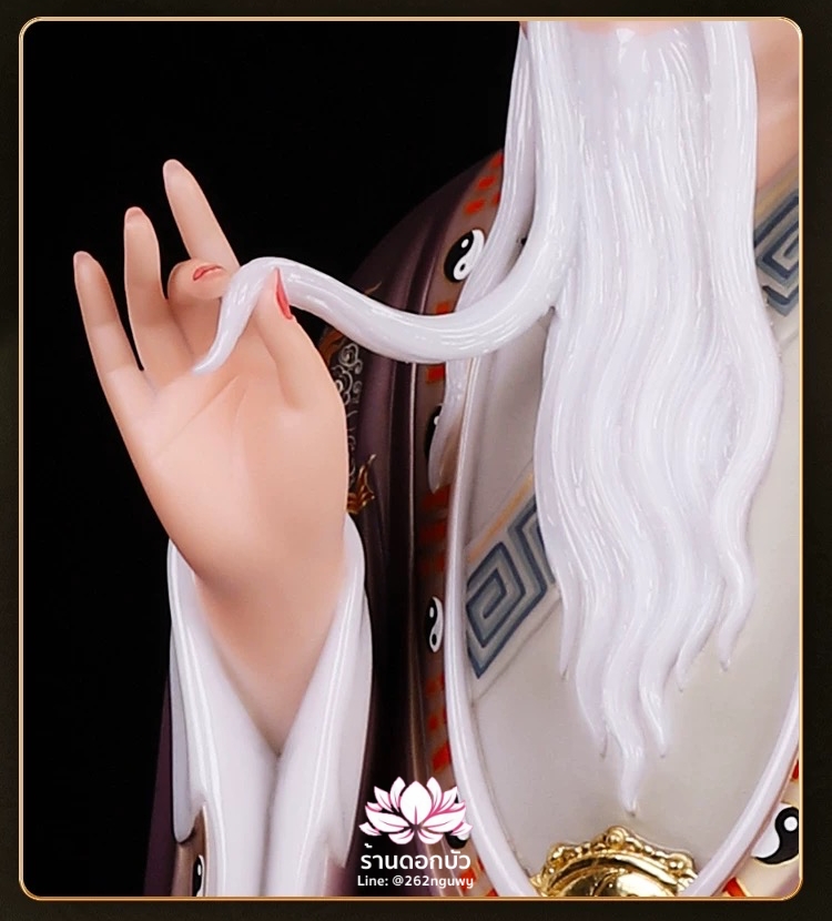 ไท่เสียงเหล่ากุง ไท่ส่องโล้กุ๊น ไท้ซังเหล่าจวิน หรือเล่าจื้อ ปางประทับนั่งบัลลังก์ งานหินอ่อนคุณภาพสูง ขนาด 12/16/19/26/36 นิ้ว