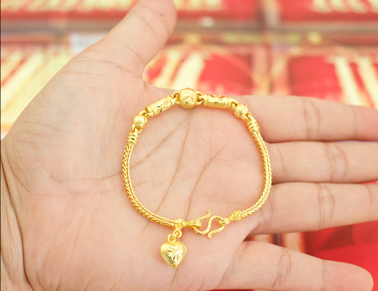 สร้อยข้อมือสี่เสาคั่นบอลและปล้องอ้อย 1 บาท รหัส 850