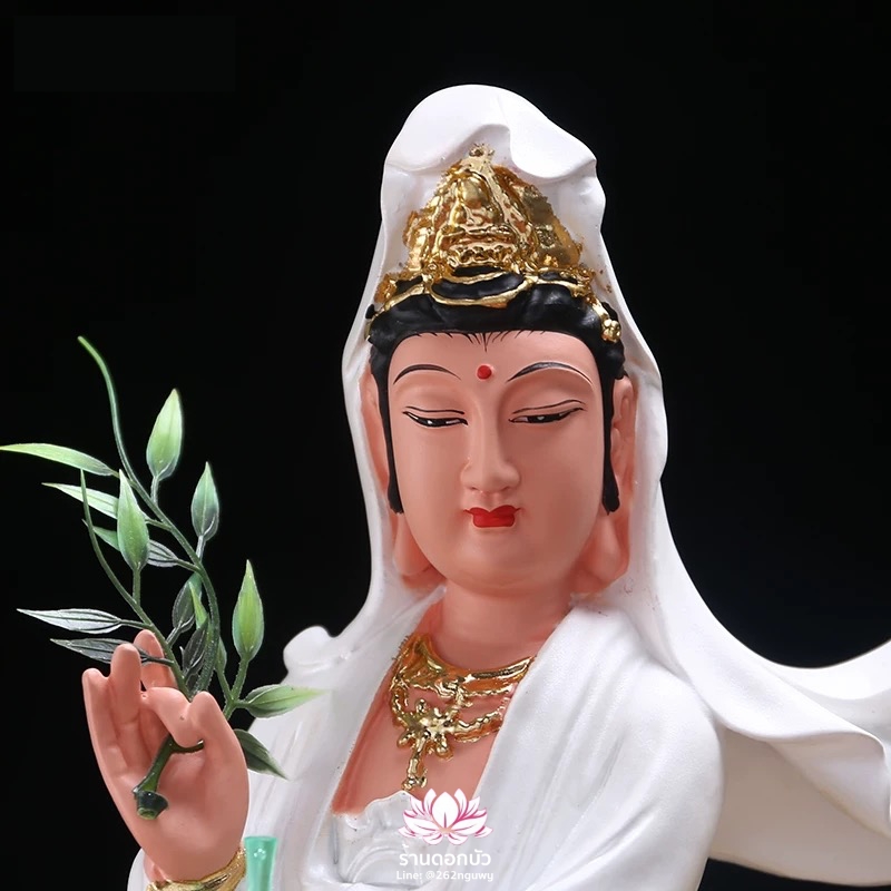 พระโพธิสัตว์กวนอิมปางเหยียบมังกร พระแม่กวนอิมยืนมังกร งานเรซิ่น ขนาด 19 นิ้ว