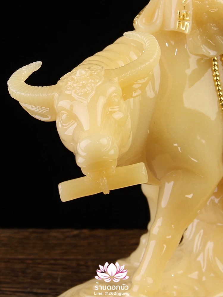 ไท่เสียงเหล่ากุง ไท่ส่องโล้กุ๊น ไท้ซังเหล่าจวิน หรือเล่าจื้อ ปางประทับนั่งขี่วัว งานหินอ่อนคุณภาพสูง ขนาด 16/19/26 นิ้ว