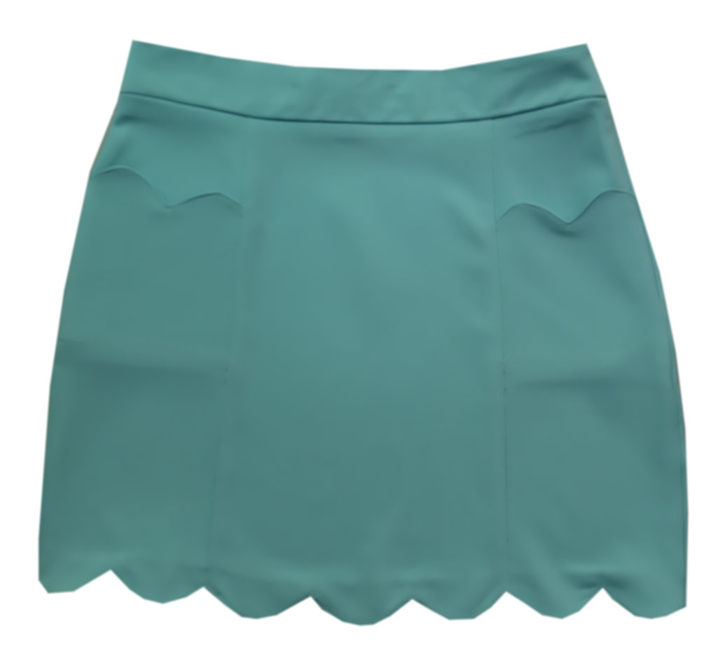 กระโปรงปลายหยักมีเป๋า ผ้าฮานาโกะ สีเขียวมิ้น Size S M L XL