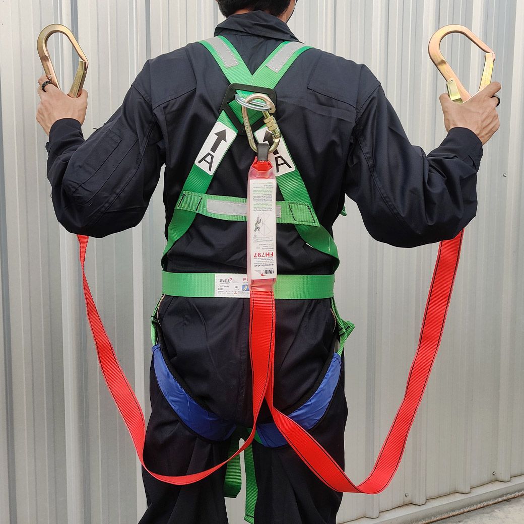 YAMADA รุ่น FH797 ตะขอคู่ เข็มขัดเซฟตี้เต็มตัว พร้อมเชือกเซฟตี้เส้นคู่