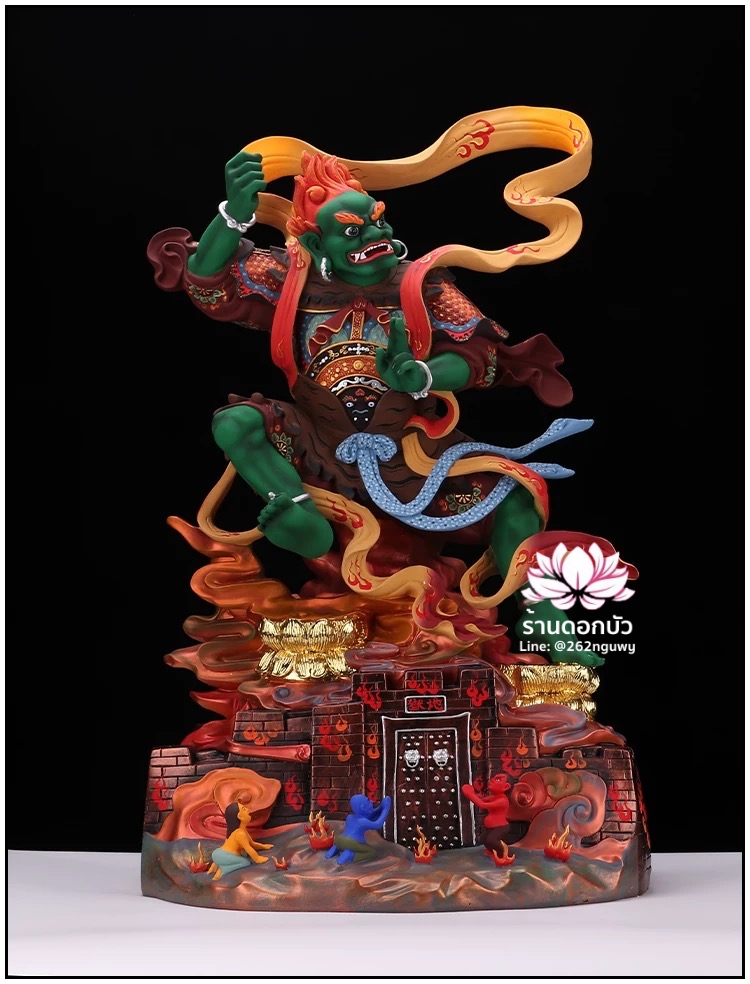 ไต่สือเอี๊ย พ้อต่อกง กวนอิมไต่ซือ เทพเจ้าสายนรก ปางยืนบนประตูนรก งานเรซิ่นคุณภาพสูง ขนาด 28 นิ้ว