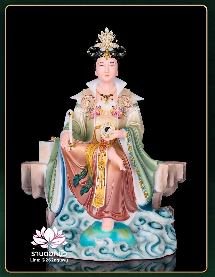ตี่บ้อเนี่ยเนี้ย ตี่บ้อเหนียวเหนียว พระแม่ธรณีจีน ปางประทับนั่งบัลลังก์ งานผงหยกคุณภาพสูง ขนาด 12/16/19/26 นิ้ว