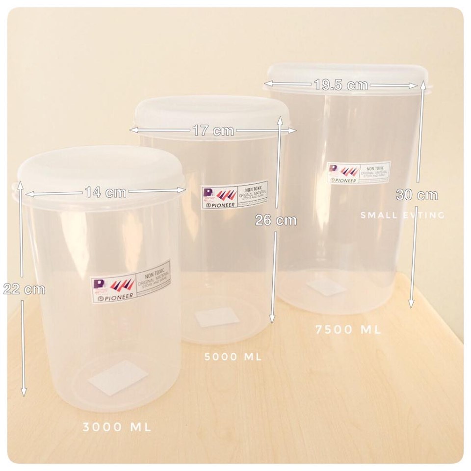Small Evting ขวดโหล พลาสติก No.3005 M ความจุ 7500 ml สีใส ปลอดภัยสำหรับใส่อาหาร ใส่เครื่องดื่ม กล่องบรรจุอาหาร