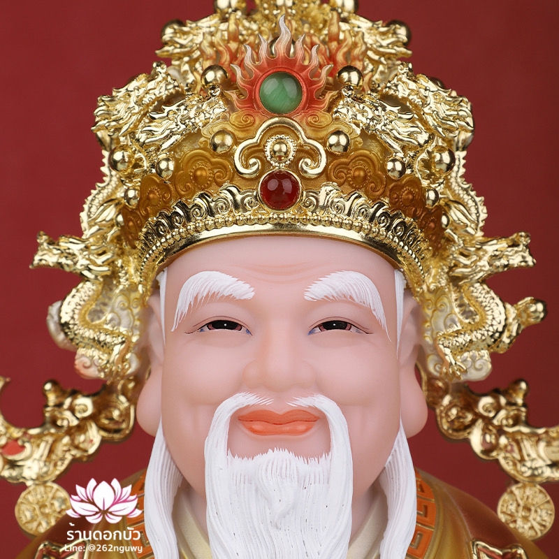 แปะกง ปุนเถ้ากง เทพเจ้าที่จีน ประทับนั่งบัลลังก์มังกร งานผงหยกคุณภาพสูง ขนาด 12/16/19 นิ้ว