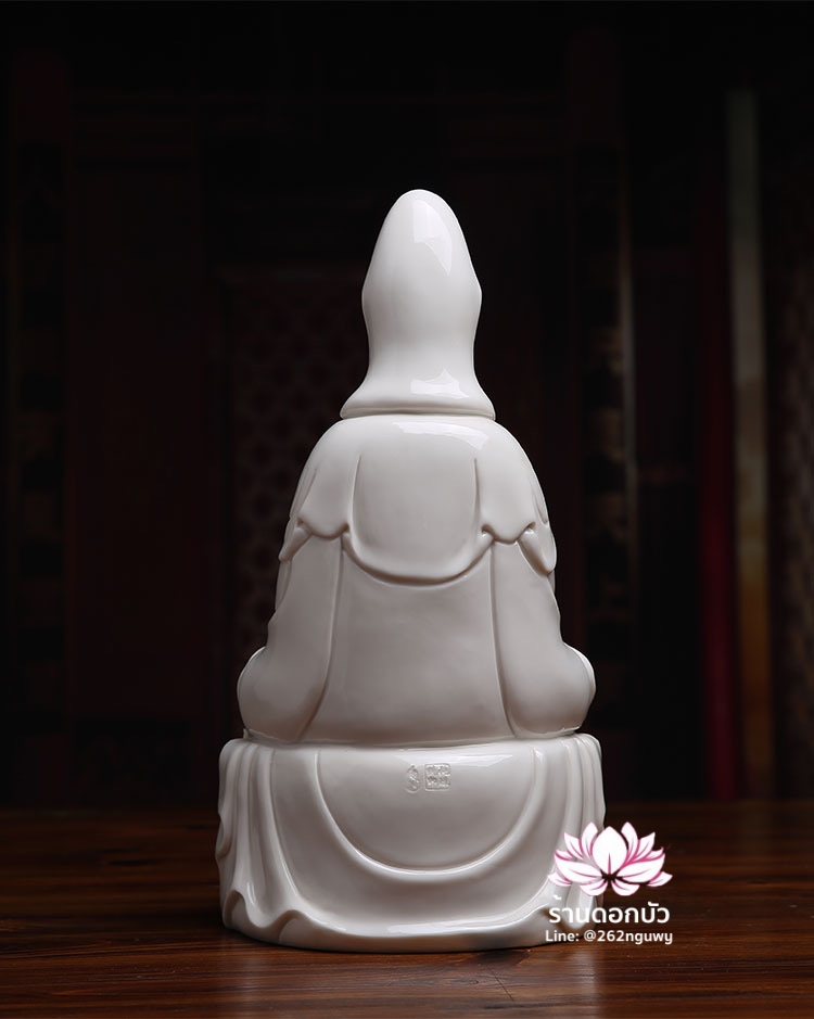 พระโพธิสัตว์กวนอิม พระแม่กวนอิมโพธิสัตว์ ปางพนมมือ ประทับนั่งดอกบัว ขนาด 12 นิ้ว