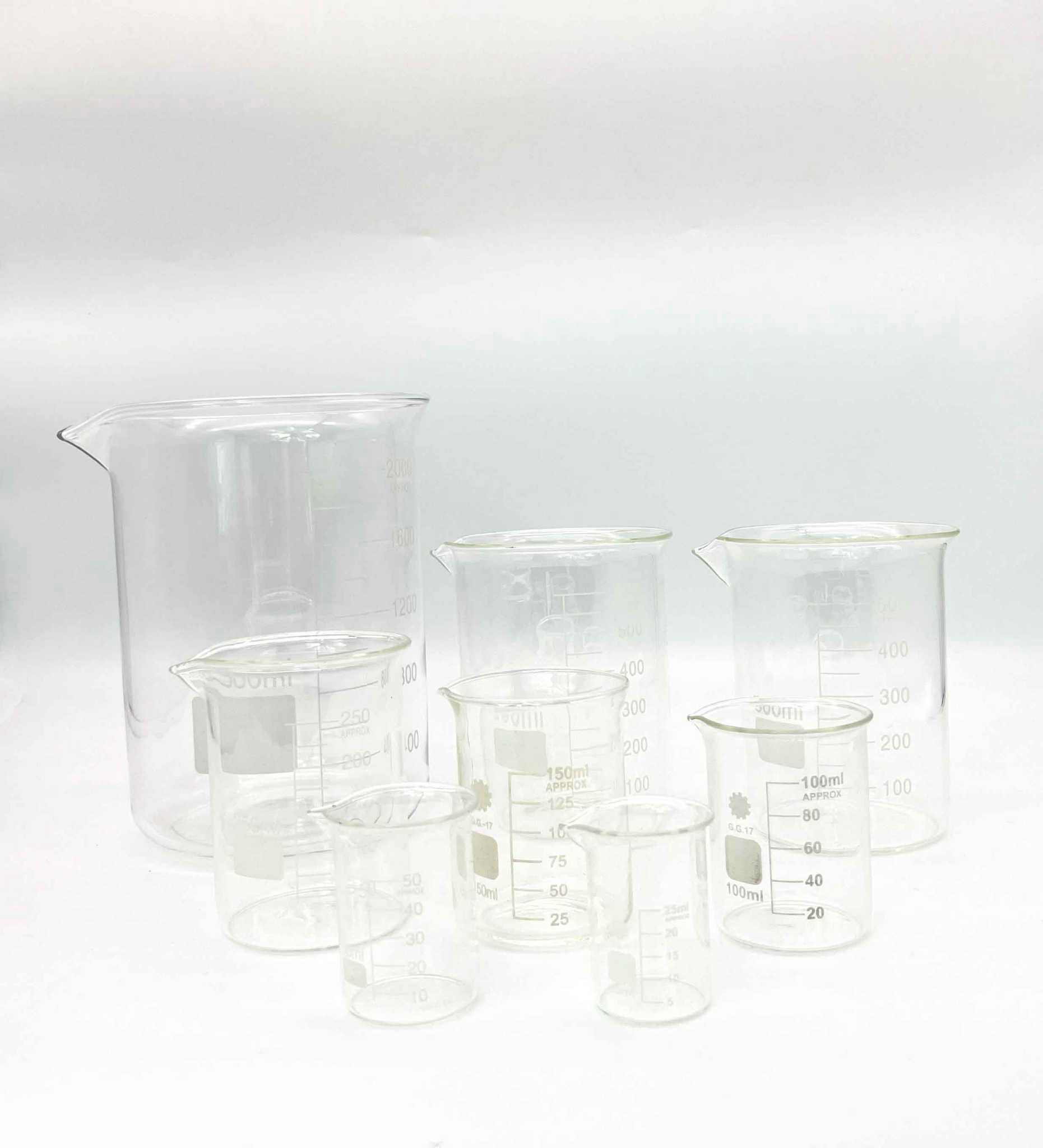 บีกเกอร์แก้ว Beaker Glass ขนาด 25 / 50 / 100 / 250 / 500 / 1000 / 2000 ml ราคาถูก ขายดี