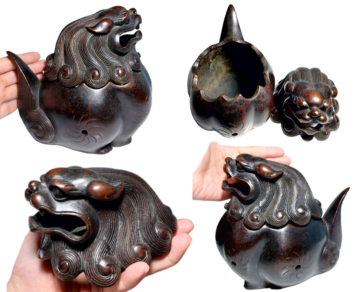 เตากำยาน เตาจุดกำยาน ทองเหลืองสไตล์จีน -สิงโตจีน Foo dog หรือ Fu dog