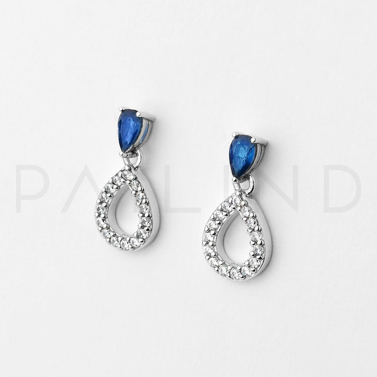 ต่่างหูประดับพลอย Blue Sapphire
