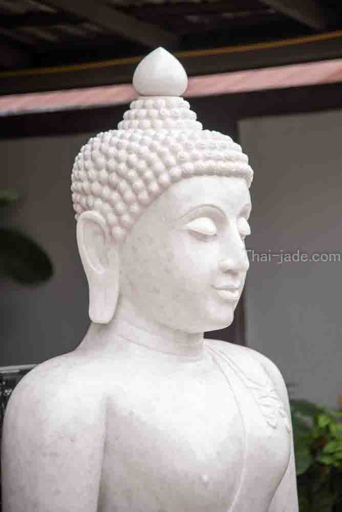 พระปางมารวิชัย หินขาวพม่า ขนาดนิ้ว55นิ้ว