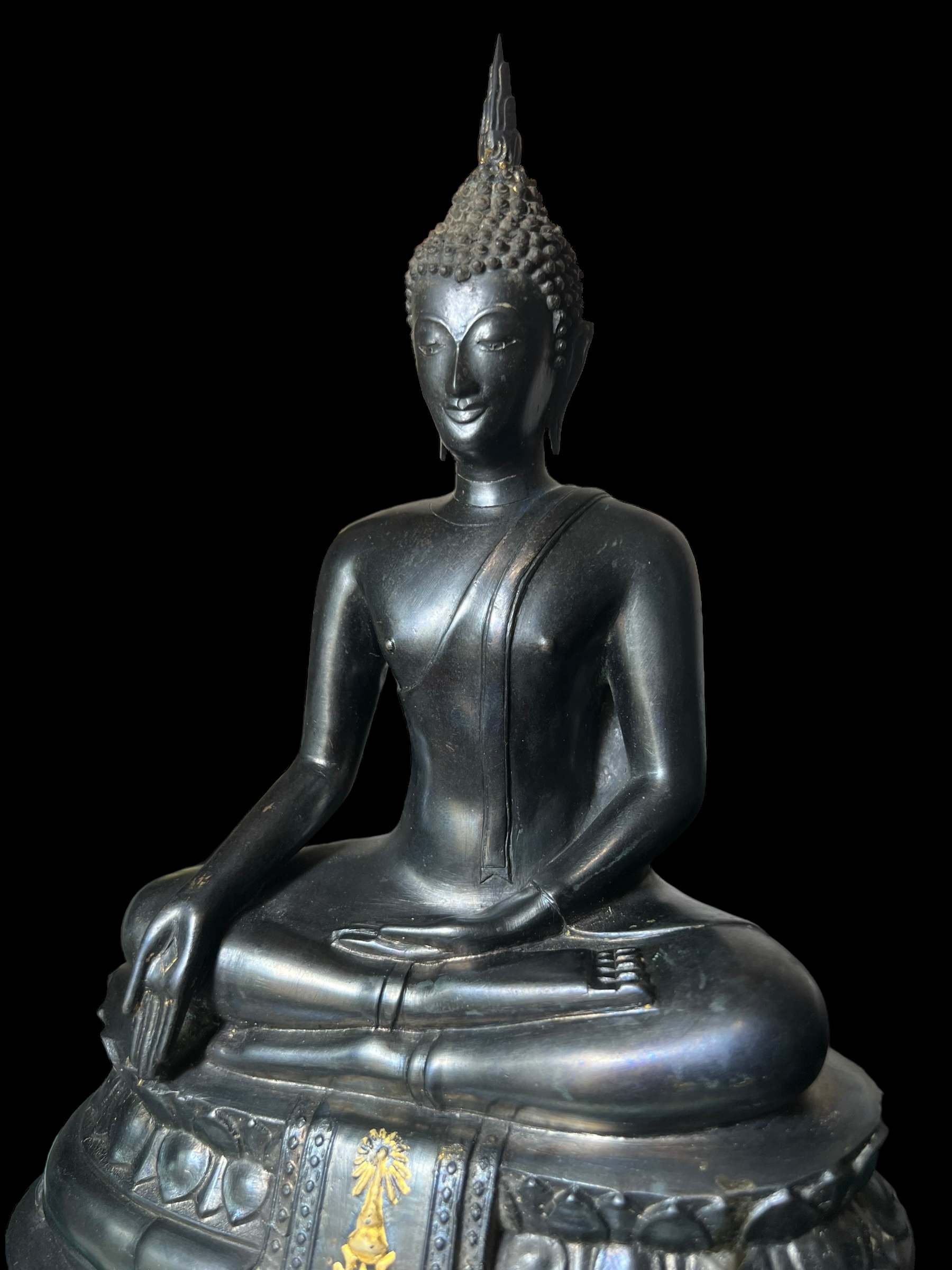 พระพุทธรูปบูชา ภปร. ปี 2508 วัดบวรนิเวศวิหาร บล็อกกษาปณ์(หนังไก่) หน้าตัก5นิ้ว(ที่สุดของพระบูชา ภปร. วัดบวรนิเวศวิหาร)องค์สภาพผิวเดิมสวยมาก ผิวรมดำ ขึ้นรุ้งๆสวยมาก (สภาพแบบนี้หายากแนะนำ)