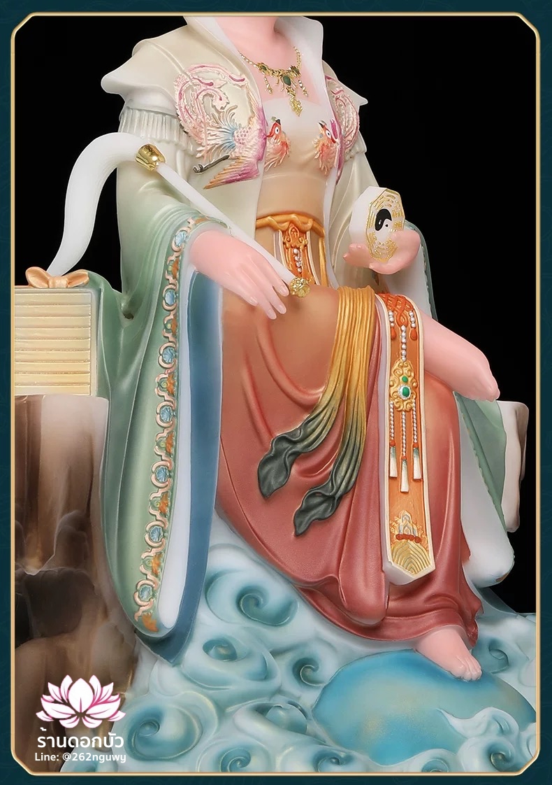 ตี่บ้อเนี่ยเนี้ย ตี่บ้อเหนียวเหนียว พระแม่ธรณีจีน ปางประทับนั่งบัลลังก์ งานผงหยกคุณภาพสูง ขนาด 12/16/19/26 นิ้ว