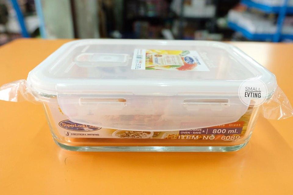 Small Evting กล่องถนอมอาหาร”แก้ว” SuperLock Glass 800 ml แบบสี่เหลี่ยมผืนผ้า No.6089