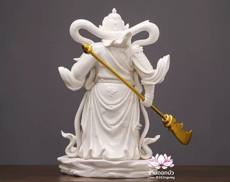 เทพเจ้ากวนอู และพระเวทโพธิสัตว์ (อุ่ยท้อผ่อสัก) ขนาด 12/16 นิ้ว สีขาว