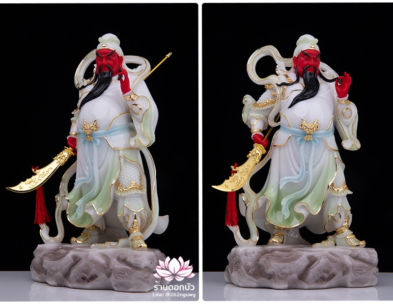 เทพเจ้ากวนอู และพระเวทโพธิสัตว์ (อุ่ยท้อผ่อสัก) งานหินอ่อนคุณภาพสูง ขนาด 12/16/19 นิ้ว
