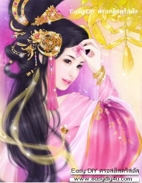 อุปกรณ์งานฝีมือ DIY ครอสติสคริสตัลรูปหญิงสาวผู้มีใบหน้าแสนงดงาม