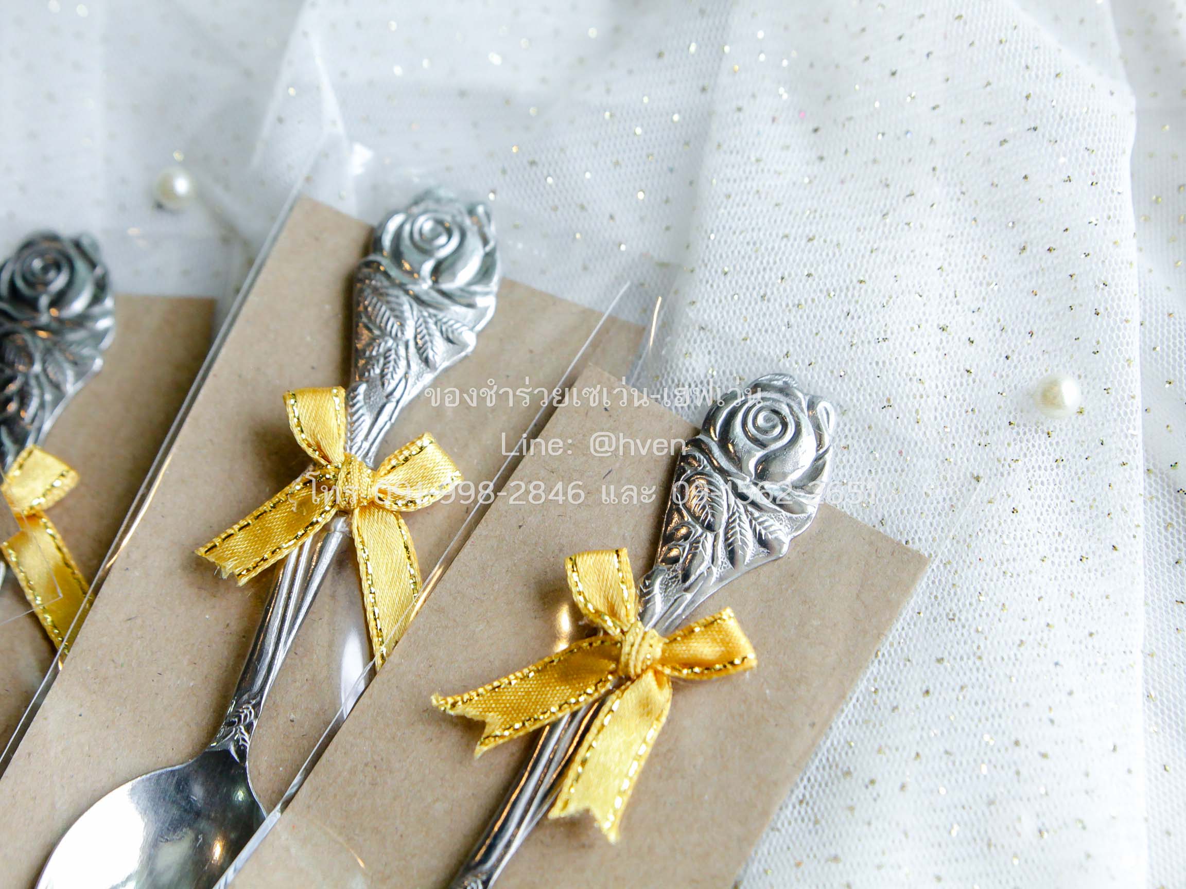 ของชำร่วยงานศพ ช้อนกาแฟ ช้อนขนม รองกระดาษคราฟท์