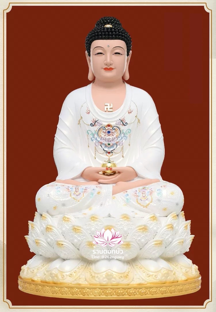 พระพุทธเจ้า พระยูไล ปางประทับนั่งบนบัลลังก์ดอกบัว งานเรซิ่น ขนาด 12/16/19 นิ้ว