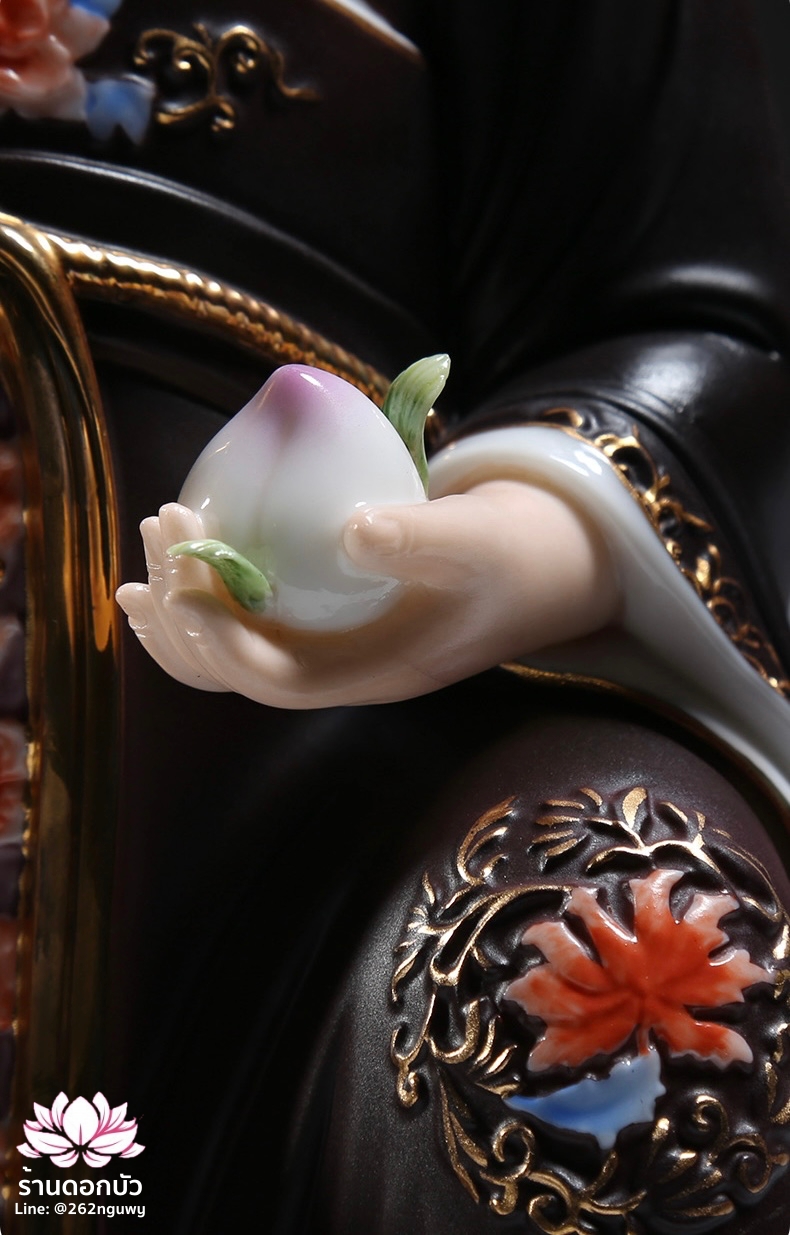 อ๋องโบ้เหนียวเหนียว กิมบ้อหงวนกุน หรือซีหวังหมู่ ปางประทับนั่งบัลลังก์บนภูเขาไท้ซาน ขนาด 12 นิ้ว