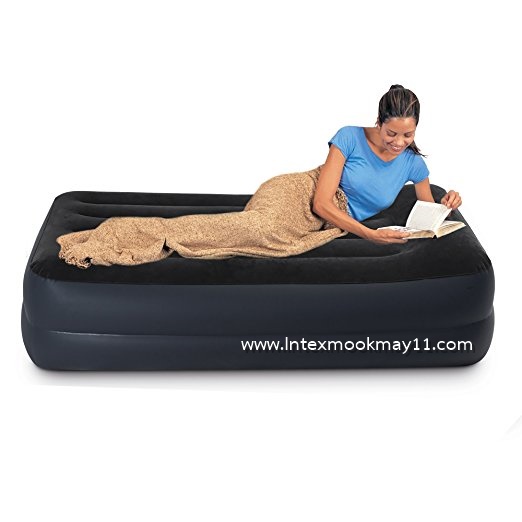 Intex 64122 Pillow Rest Raised ที่นอนเป่าลมสีดำ ขนาด 3.5 ฟุต ปั้มลมในตัว