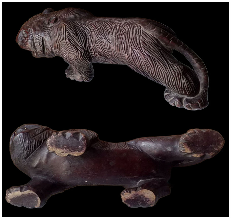 เสือไม้แกะ(มีตำหนิ) งานเก่า ยาว 39cm