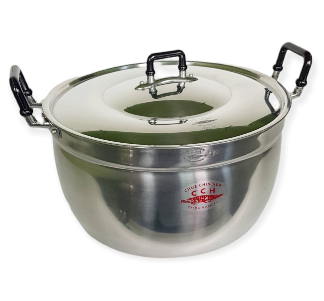 Small Evting หม้อ 2 หู หม้อข้าว อลูมิเนียม ตราจรเข้ เบอร์ 34 พร้อมฝาปิด หม้ออลูมิเนียม