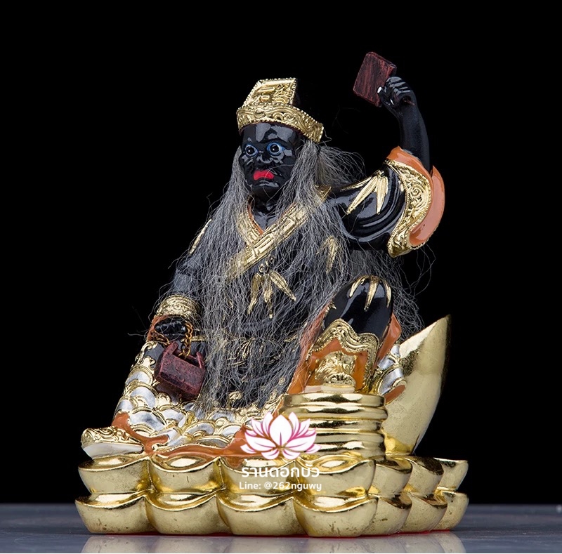 ชิดเอี๋ยโป๊ยเอี๋ย ตั่วแปะหยี่แปะ ยมฑูตขาวดำ ปางนั่งบนก้อนเงิน งานเรซิ่น ขนาด 8 นิ้ว
