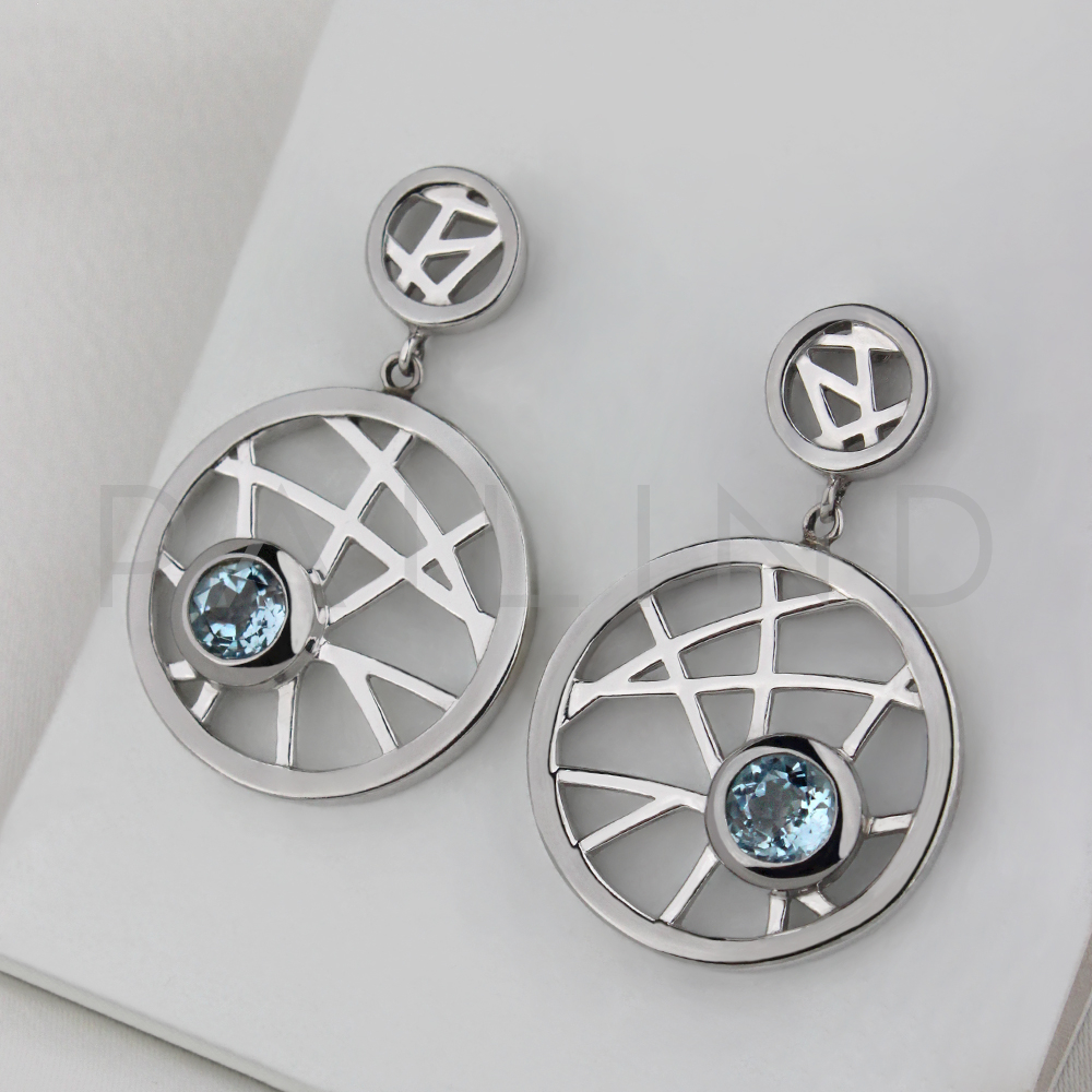 ต่างหูเงินฝังพลอย SKY BLUE TOPAZ