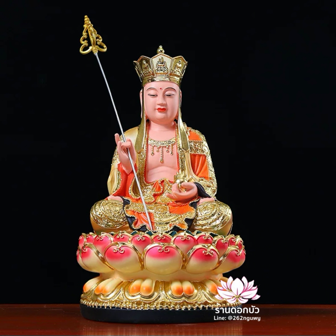 พระพุทธเจ้า (พระยูไล) พระโพธิสัตว์กวนอิม (กวนอิมผ่อสัก) พระมหาสถามปราปต์โพธิสัตว์ (ไต่ซีจี่ผ่อสัก) งานเรซิ่น ขนาด 12/16 นิ้ว