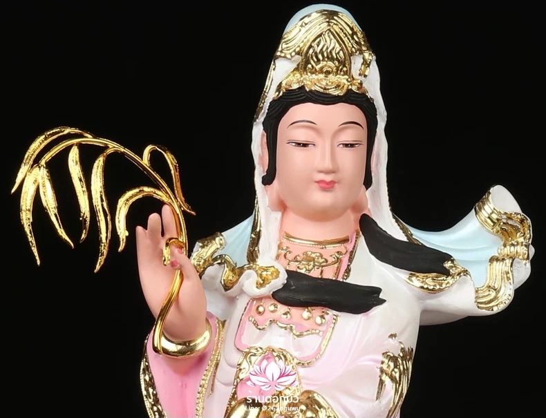 พระโพธิสัตว์กวนอิมปางเหยียบมังกร พระแม่กวนอิมยืนมังกร งานเรซิ่น ขนาด 16 นิ้ว