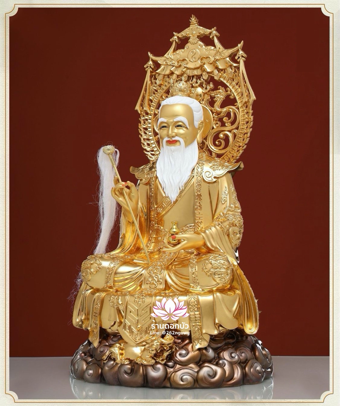 ซำเช้งเต๋าจ้อ โตเต็กเทียนจุน หรือไท่ส่องโล้กุ๊น หง่วนซี่เทียนจุน เล็งโป้เทียนจุน สีทอง งานเรซิ่น ขนาด 12/16/19/26 นิ้ว