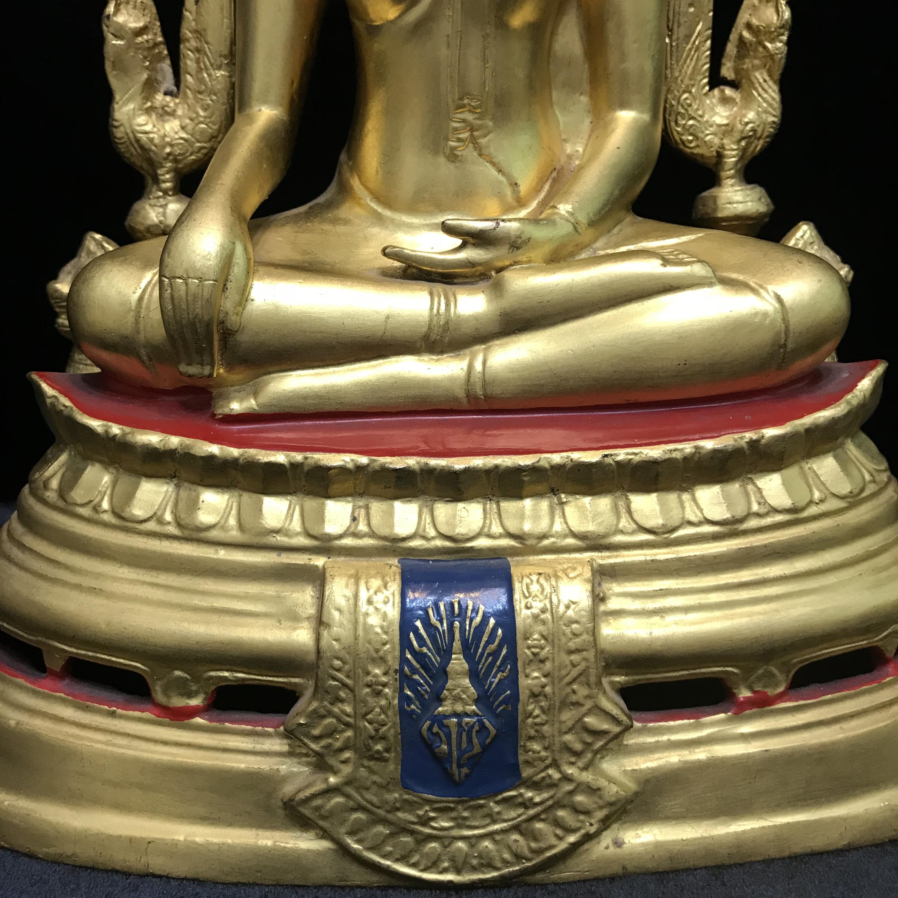 พระพุทธชินราช มวก วัดเบญจมบพิตร ปี 2519 หน้าตัก 5.9 นิ้ว หล่อดินไทย ปิดทองเดิม(ในหลวงรัชกาลที่9และราชินีเสด็จฯเททอง)