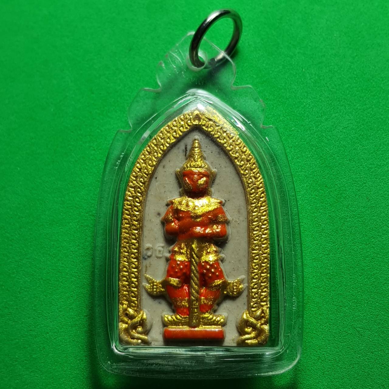 พระเครื่อง ท้าวเวสสุวรรณ เลี่ยมกรอบ สีขาว แต่ง สีส้ม รุ่น แก้ปีชง รวยไม่จบ จนไม่เป็น ภัยไม่มี ท้าวเวสสุวัณ จี้ท้าวเวสสุวรรณ ท้าวเวสสุวรรณ