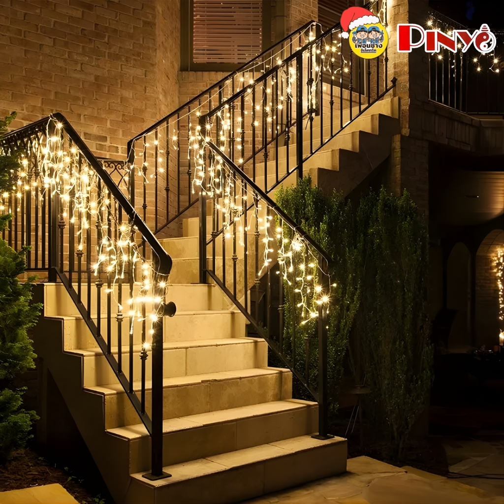 **แบบกระพริบ** PINYO ไฟเส้นประดับตกแต่ง ไฟคริสต์มาส ปรับได้8โหมด ยาว 10เมตร แสงขาว แสงวอร์ม แสงRGB ไฟภายนอกและภายใน