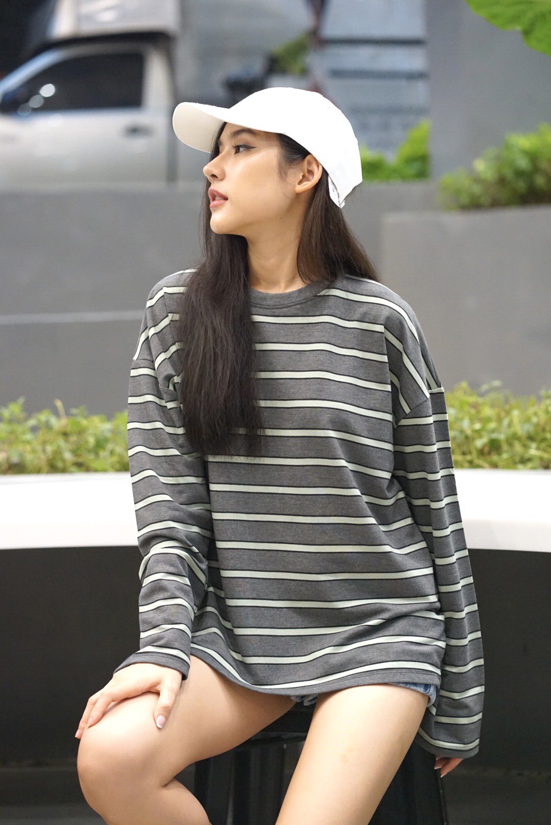 คอกลมริ้วใหญ่แขนยาว