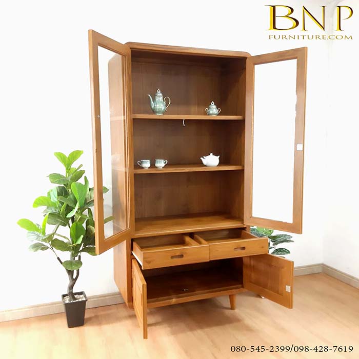 ตู้หนังสือไม้สักมินิมอลรุ่น ชามมี่