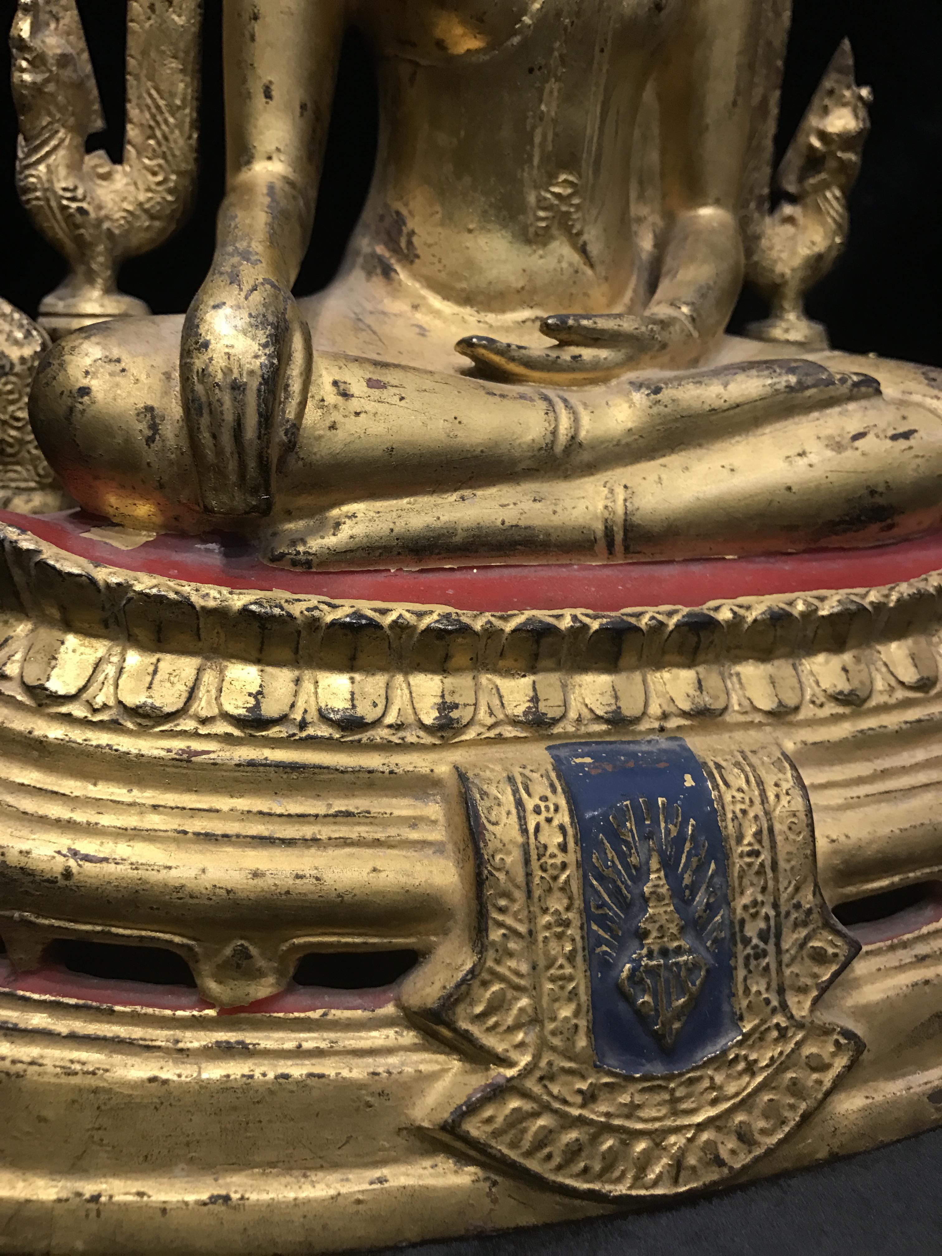 พระพุทธชินราช มวก. วัดเบญจมบพิตร ปี 2519 หน้าตัก 5.9 นิ้ว หล่อดินไทย ปิดทองเดิม(ในหลวงรัชกาลที่9และราชินีเสด็จฯเททอง)