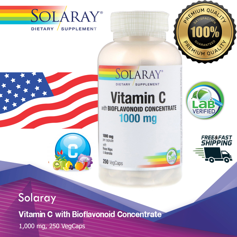 Solaray, Vitamin C with Bioflavonoid Concentrate, 1,000 mg, 250 VegCaps