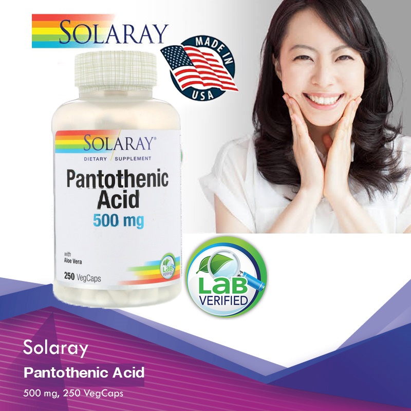 Solaray, Pantothenic Acid, 500 mg, 250 VegCaps