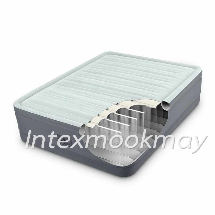 Intex 64906 PremAire Queen Size สีเทา ขนาด 5 ฟุต ปั๊มลมในตัว