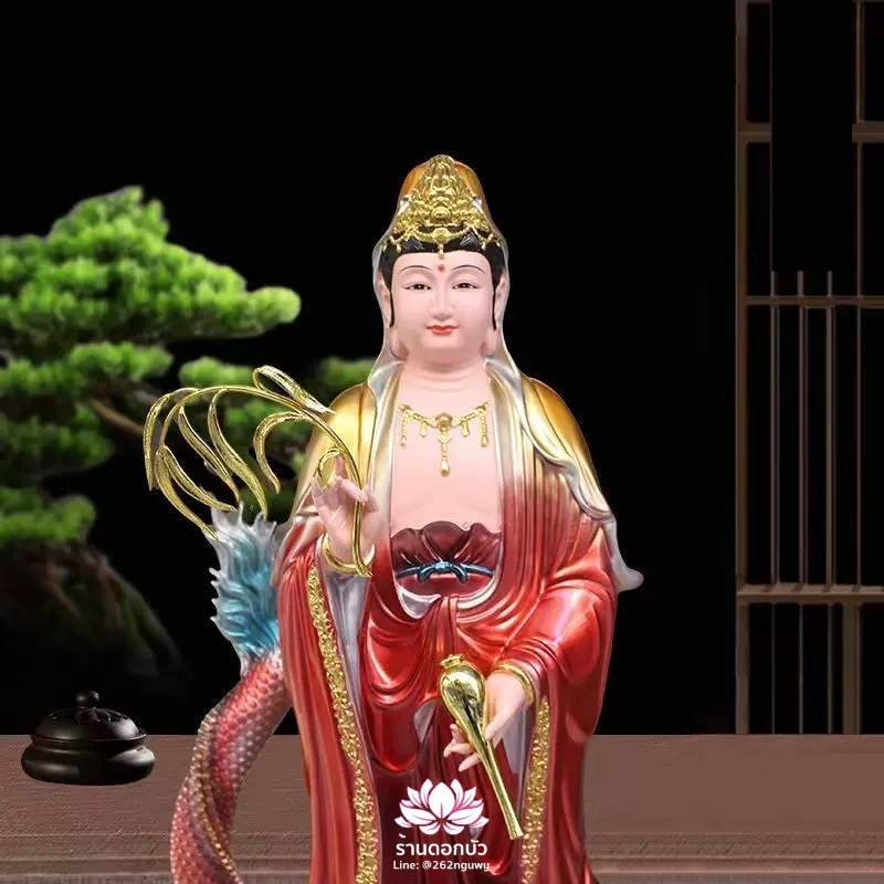 พระโพธิสัตว์กวนอิมปางเหยียบมังกร พระแม่กวนอิมยืนมังกร งานเรซิ่น ขนาด 16/19/24 นิ้ว