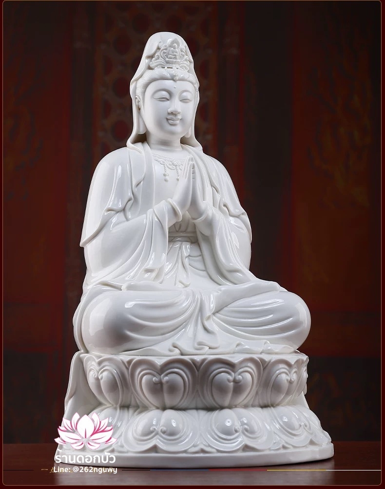 พระโพธิสัตว์กวนอิม พระแม่กวนอิมโพธิสัตว์ ปางพนมมือ ประทับนั่งดอกบัว ขนาด 16 นิ้ว