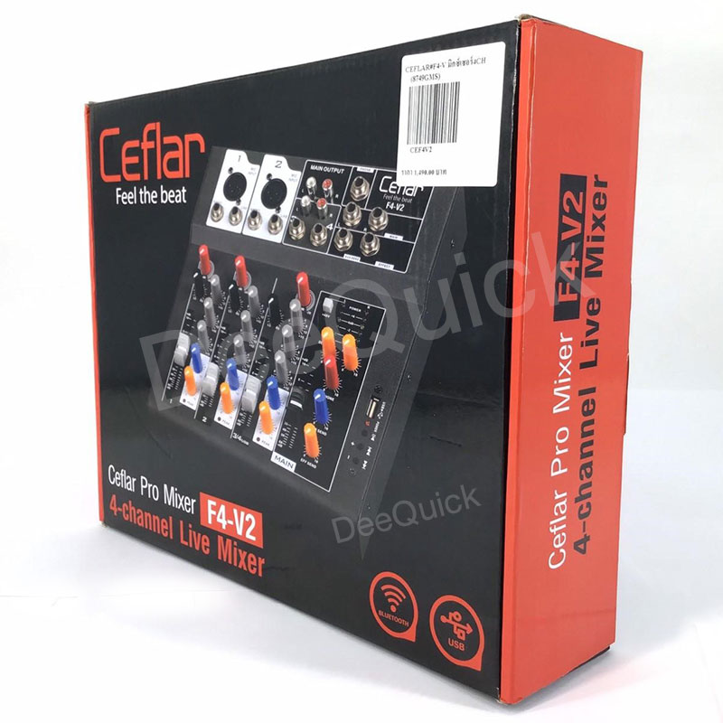 มิกเซอร์ CEFLAR F4 V2 เครื่องผสมสัญญาณเสียงแบบ 4 Channel