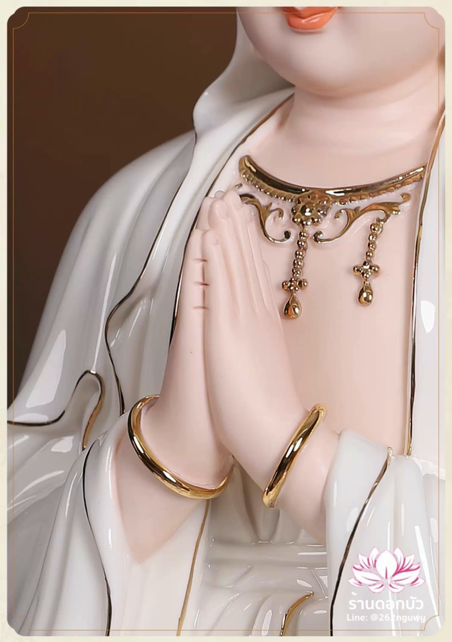 พระโพธิสัตว์กวนอิม พระแม่กวนอิมโพธิสัตว์ ปางพนมมือ ประทับนั่งดอกบัว ขนาด 16 นิ้ว