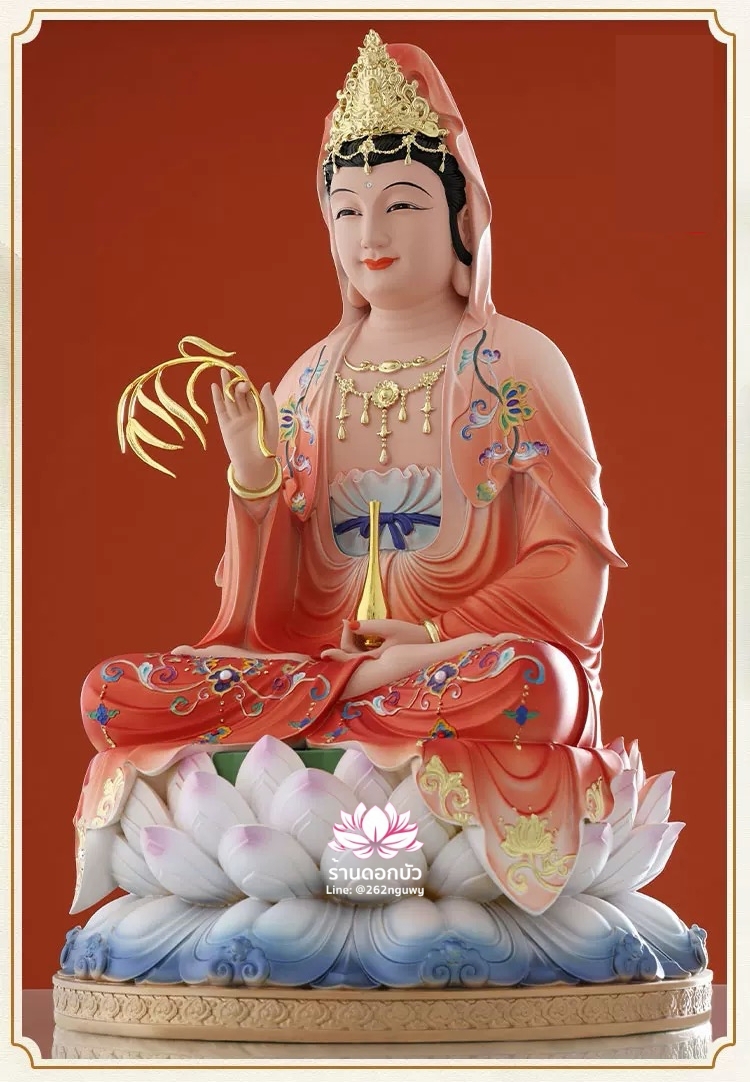 พระพุทธเจ้า (พระยูไล) พระโพธิสัตว์กวนอิม (กวนอิมผ่อสัก) พระมหาสถามปราปต์โพธิสัตว์ (ไต่ซีจี่ผ่อสัก) งานเรซิ่น ขนาด 12/16/19 นิ้ว