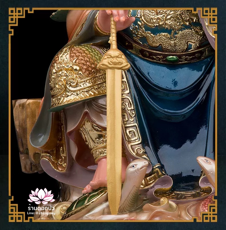 เฮี่ยนเที้ยนซ่งเต่ ตั่วเหล่าเอี๊ย หรือเจ้าพ่อเสือ ปางประทับนั่งเหยียบงูและเต่า ขนาด 12/16/19 นิ้ว